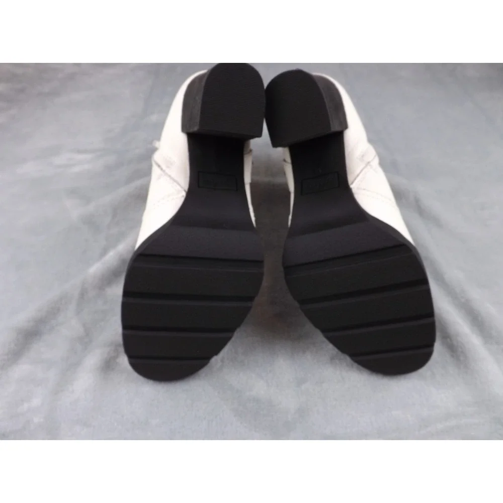 Zodiak Aidan High Heel Ankle Boots New Women's Size 9.5 White‎ Metal Rings/Studs